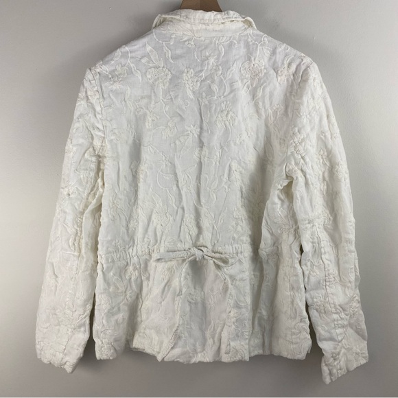 Spiegel Vintage White Embroidered Linen-Blend Blazer - Picture 8 of 14